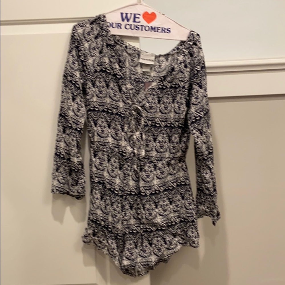 Raya-Sun navy and white romper/swimsuit cover up